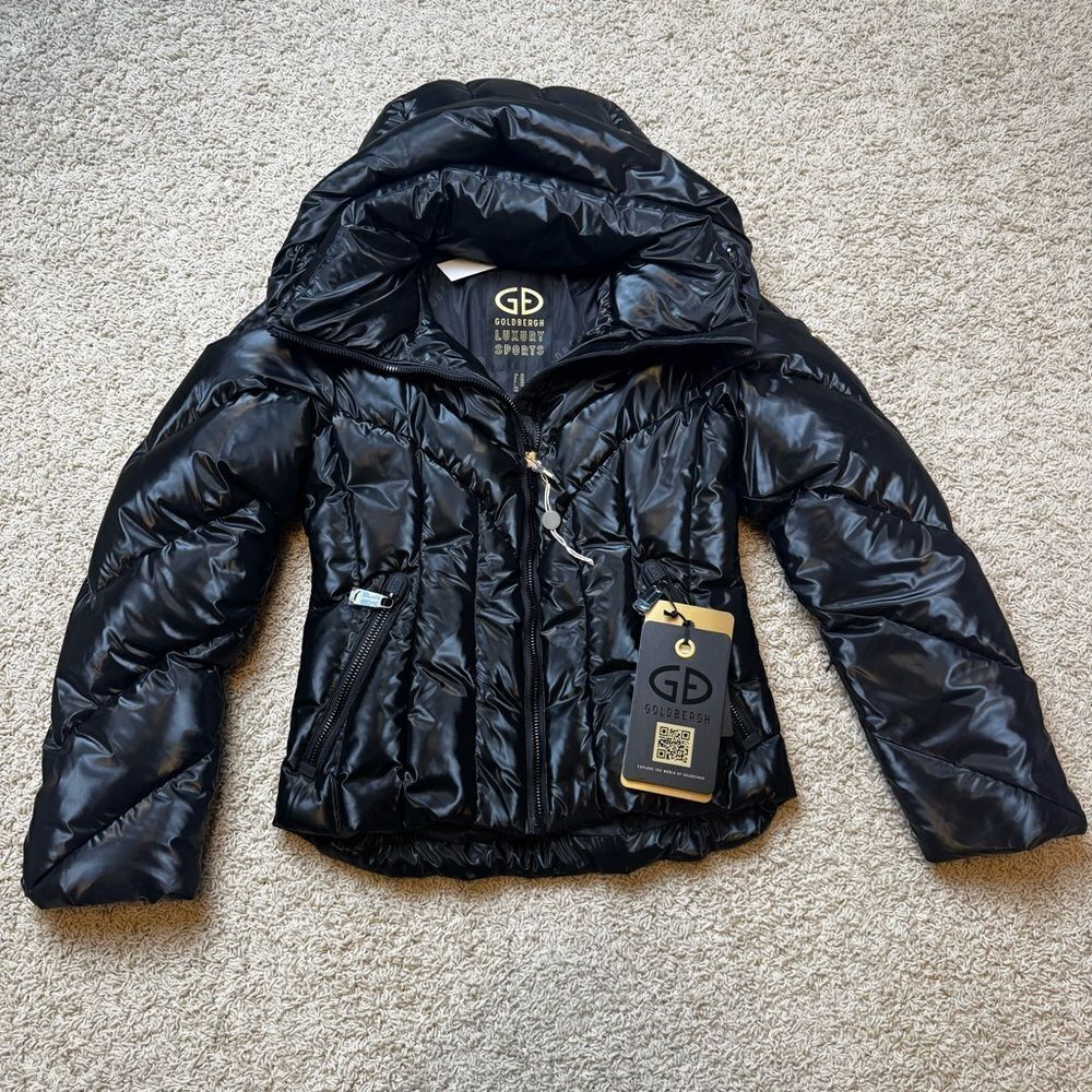 Goldbergh Elodie Quilted Ski Jacket Black Shine NWT US 4 Black Waterproof - Picture 5 of 12